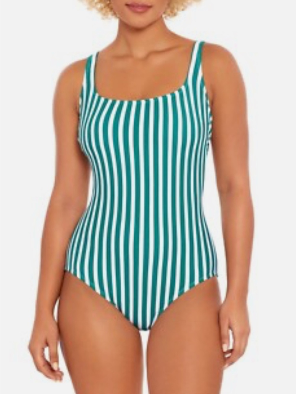 NWOT Time and Tru Pique Striped Square Neck One Piece Swimsuit